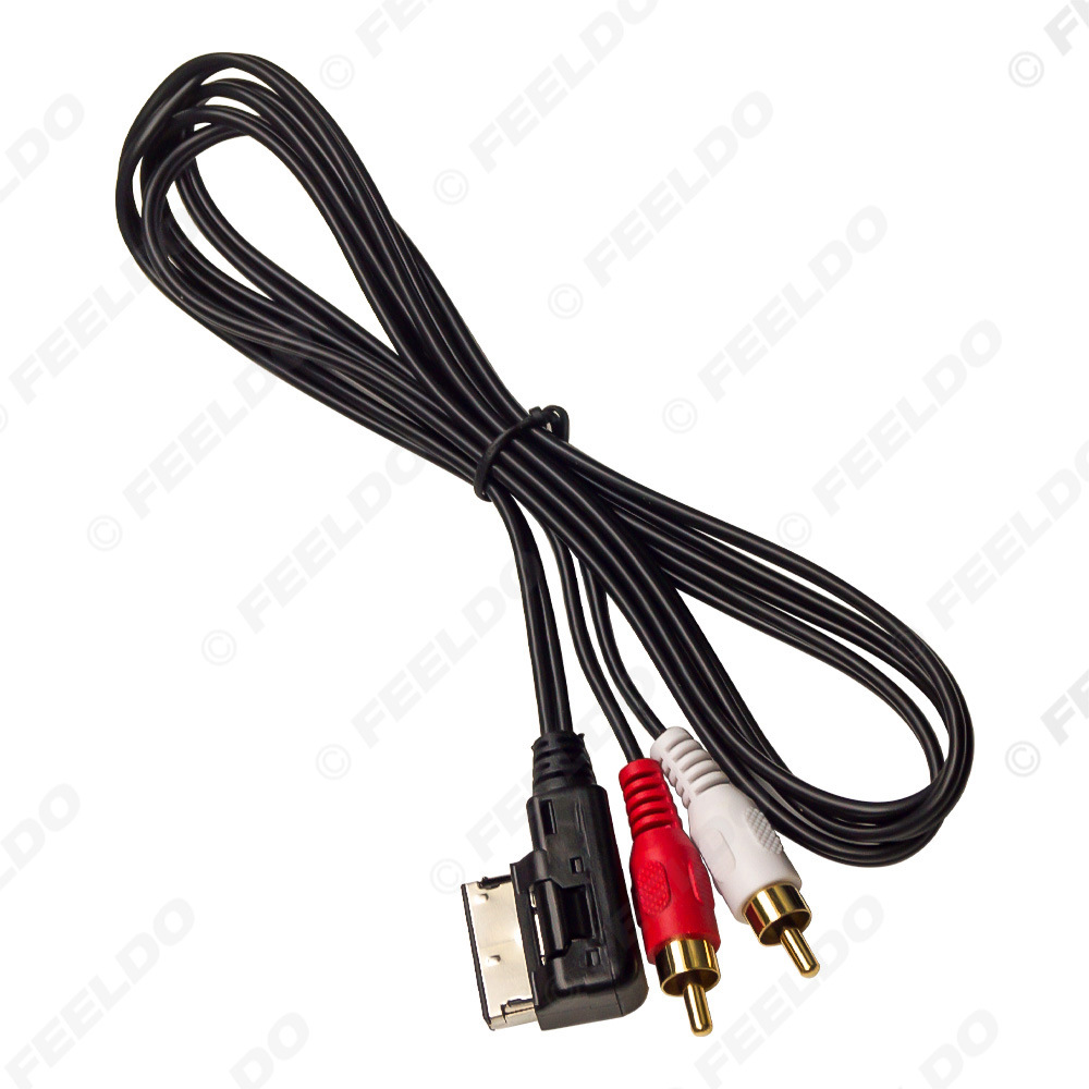 适用奥迪大众VW MDI/AMI转2路RCA公头 汽车音频线AUX线音频连接线