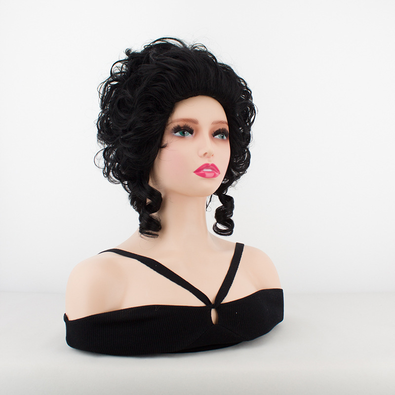 Peluca de moda europea y americana de las mujeres pelo corto conjunto plata blanco negro Pelo Rizado corte estilo retro simulación romana cabeza rizada conjunto