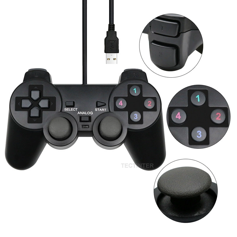 Геймпад в стиле PS2, USB проводной контроллер для ПК, аркадный игровой контроллер