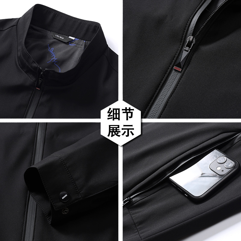 Men's Coat Spring and Autumn Windproof Casual Middle-aged and Old People's Business Jacket with Vertical Collar for Autumn 2023 New Dad