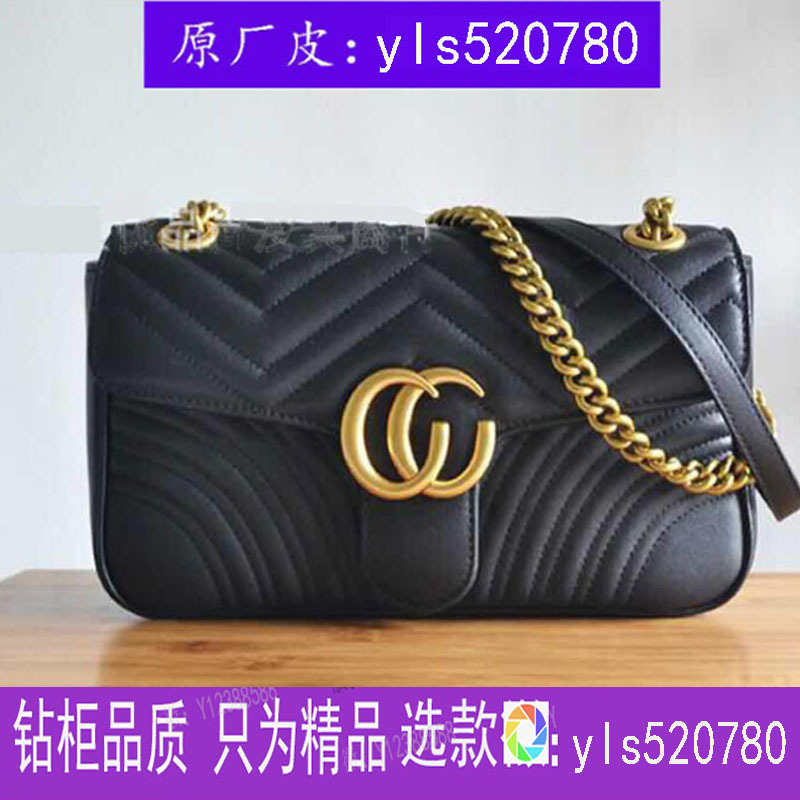 European and American Classic One-Shoulder Diagonal Chain Cowhide Mamoon Bag Wave Pattern Heart Marmont Dionist Bag