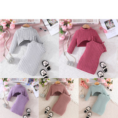 Cross-border 2023 Plaid Dress Sweatshirt with Collar + Strap Skirt Little Chiffon Sweatshirt Trendy Fashion Baby Toddler Baby