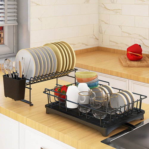 Kitchen sink countertop draining bowl rack, bowl draining basket shelf, plate and bowl storage rack, draining bowl and chopstick rack, storage and display stand