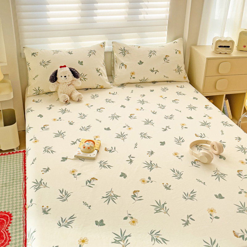 Sábanas a cuadros de algodón puro pieza individual 100 cama individual de algodón funda de almohada para dormitorio infantil traje de tres piezas