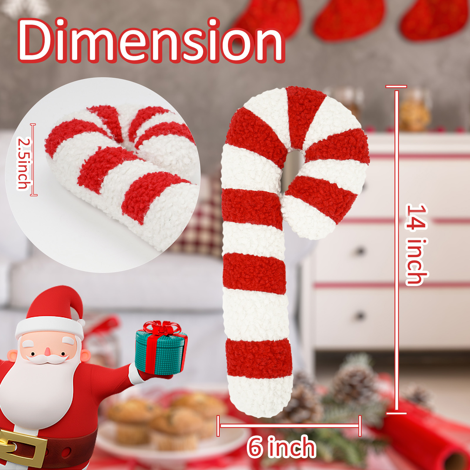 Nuevo producto transfronterizo Almohada de caramelo Almohada de felpa de caramelo 3D Almohada de caramelo Decoración creativa de Navidad Almohada de caramelo