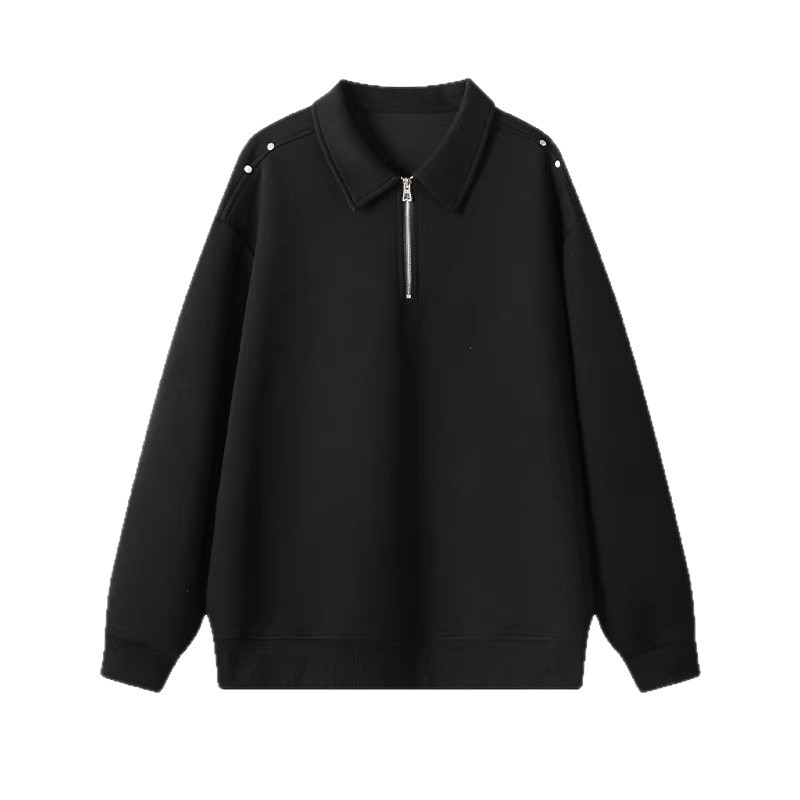 Comercio exterior transfronterizo negro medio cremallera universal chaqueta de remaches de manga larga chaqueta de hombre primavera y otoño con un sentido de alta calidad