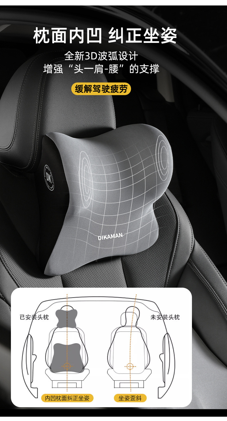 Car Headrest and Lumbar Support Set Car Seat Cushion Headrest Combination Fits the Waist and Neck to Correct Sitting Posture Cushion