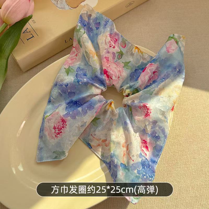 18#스퀘어 스카프 - 유화풍 블루