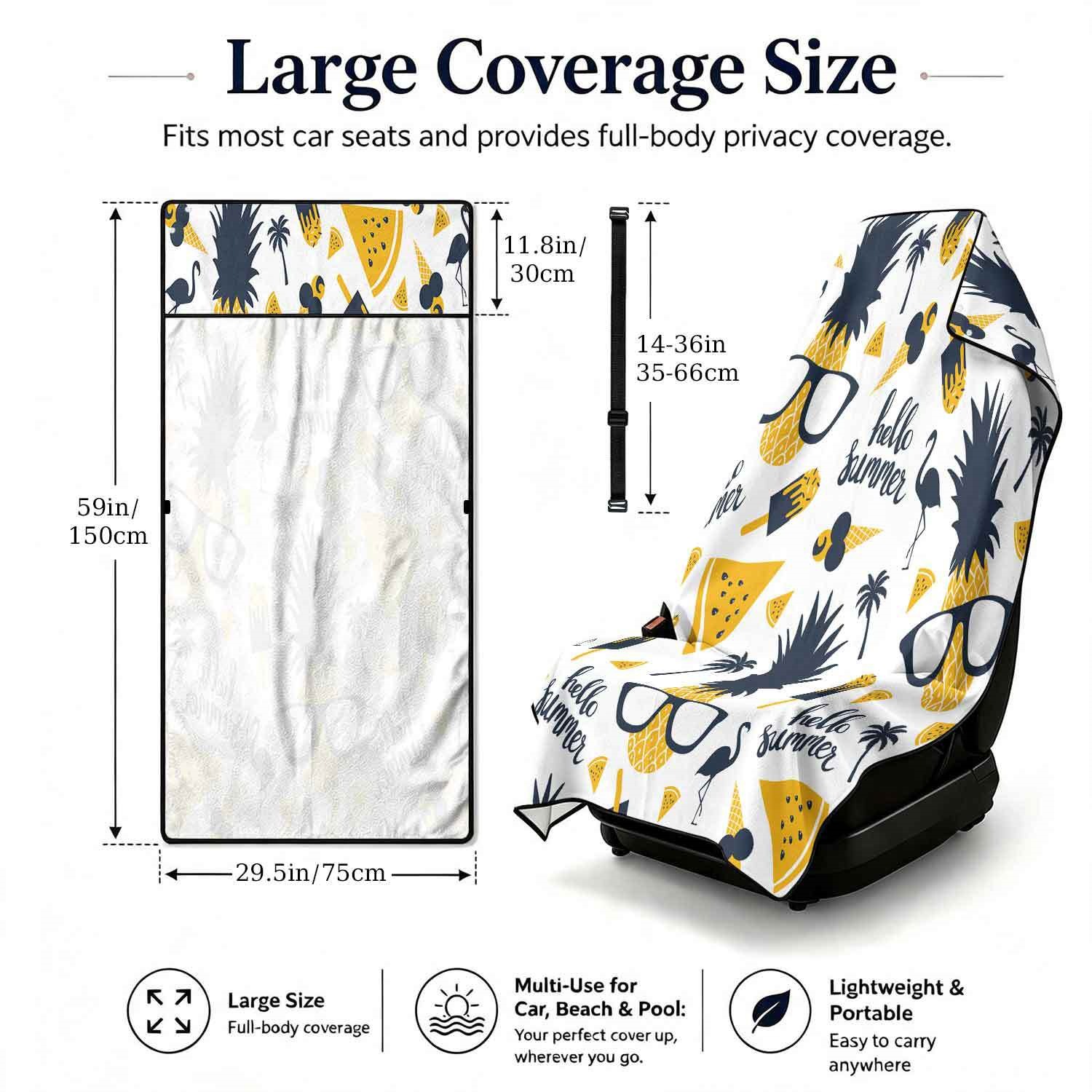 Summer bath towel and car seat cover 2-in-1, ultra-fine fiber outdoor beach and car dual-use universal seat cushion
