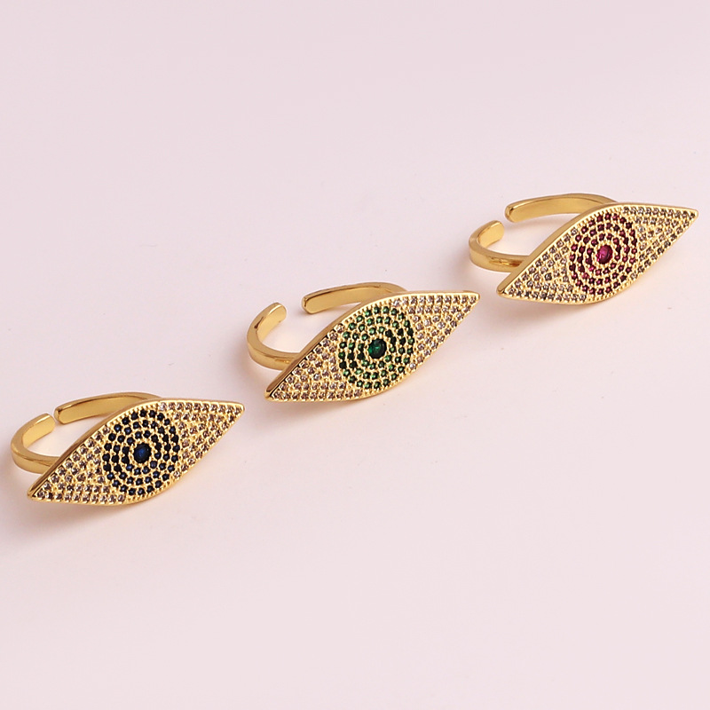 Retro Devilu0027S Eye Copper Inlaid Zircon Rings