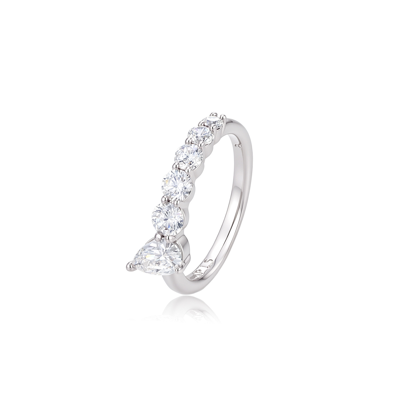 Xuping simple ins viento anillo de gota de agua redondo de aleación de cobre chapado blanco diario anillo fácil al por mayor para mujeres
