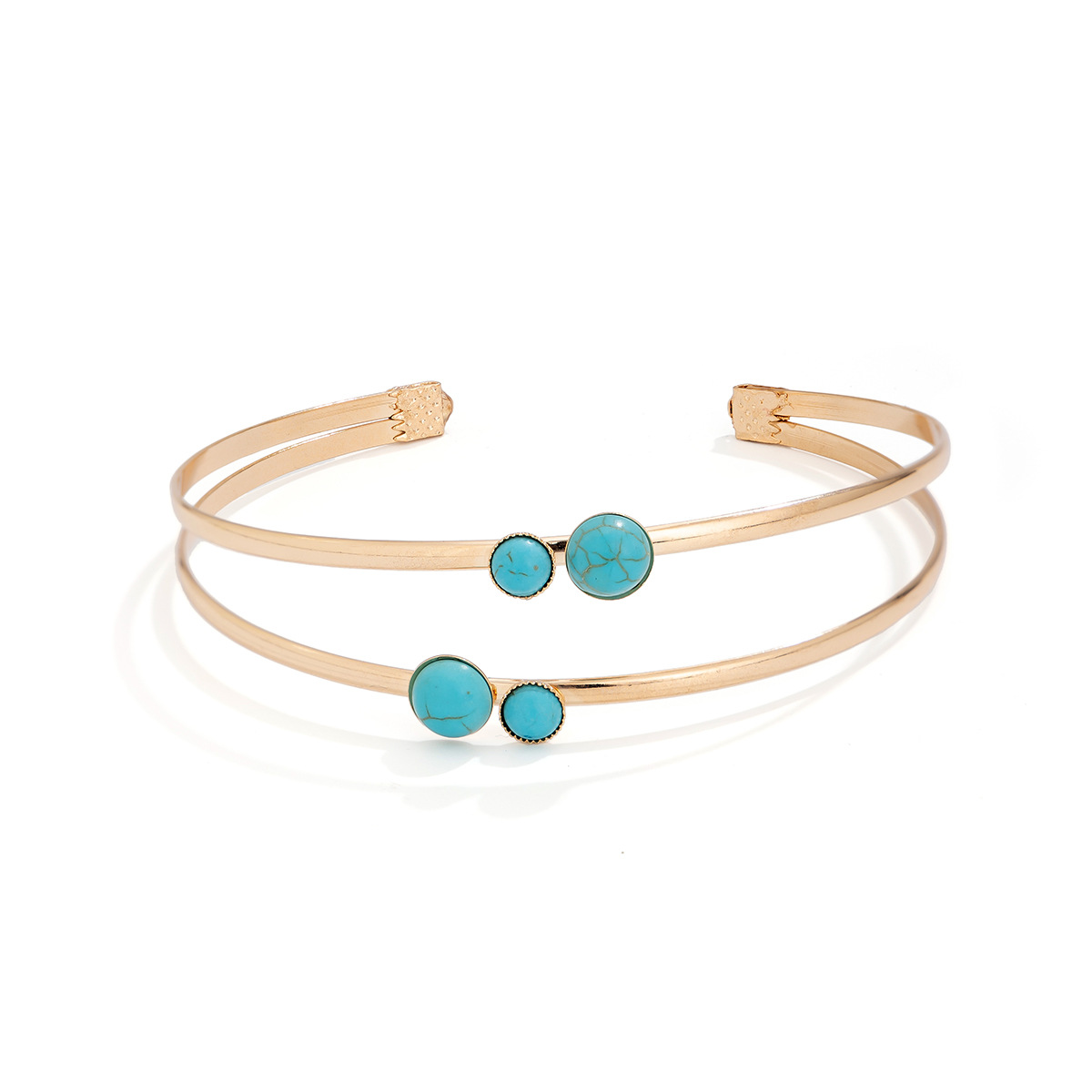 Wholesale Jewelry Simple Style Geometric Iron December Birthstone Turquoise Inlay Arm Bracelet display picture 38