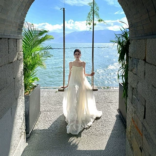 2026源头工厂跨境新款法式无袖连衣裙女夏蕾丝吊带度假裙