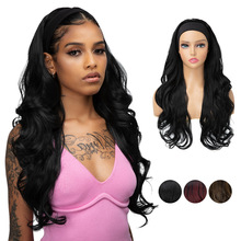 跨境发带长卷发女士假发大波浪黑人高温丝无边隐形假发半头套wig