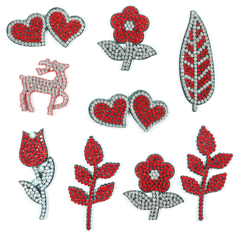 新款红色系列烫钻烫图节日装饰烫钻成品图服装饰品装饰烫钻贴批发