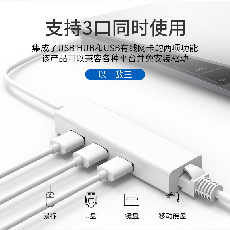 type-c/usb to RJ45+HUB 携帯電話/コンピュータ拡張ドック イーサネットアダプター ドライバー不要 メーカー卸売|undefined