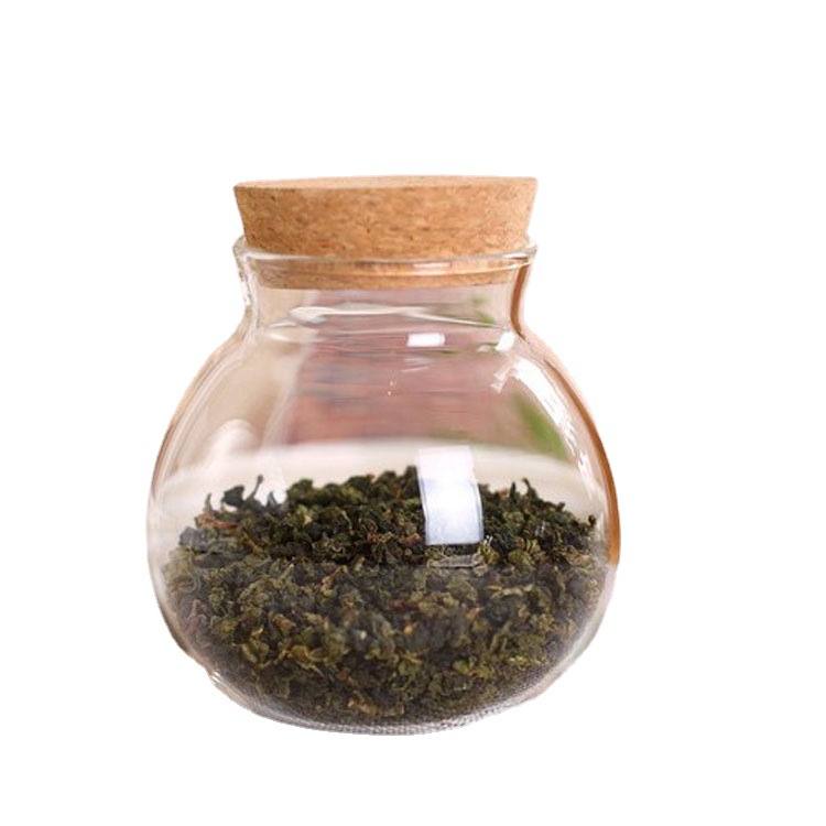 Recipiente para té de flores, frasco de almacenamiento sellado a prueba de humedad, frasco esférico de vidrio, frasco para almacenamiento de granos, frasco redondo de vidrio para té.