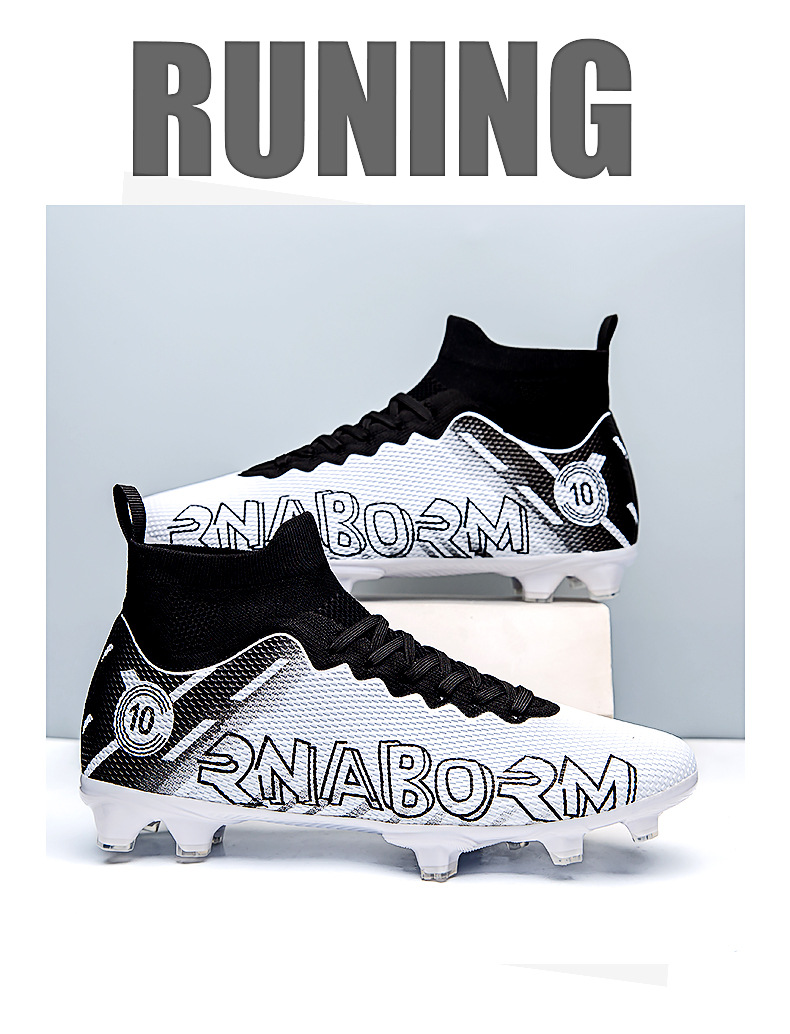 Autumn New High Top Long Men's and Women's Gold School Professional Training Broken Nail Football Shoes_voghion.com