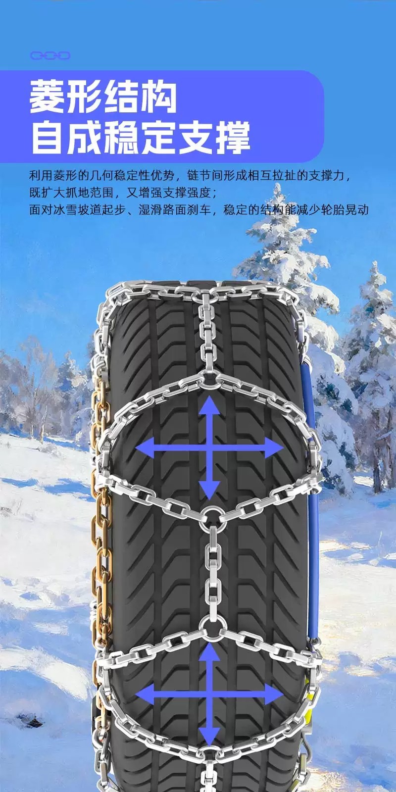 Factory direct sales: Car tire anti-skid chains made of manganese steel and KN alloy steel, thickened for sedans, SUVs, and off-road vehicles, for use in snowy conditions