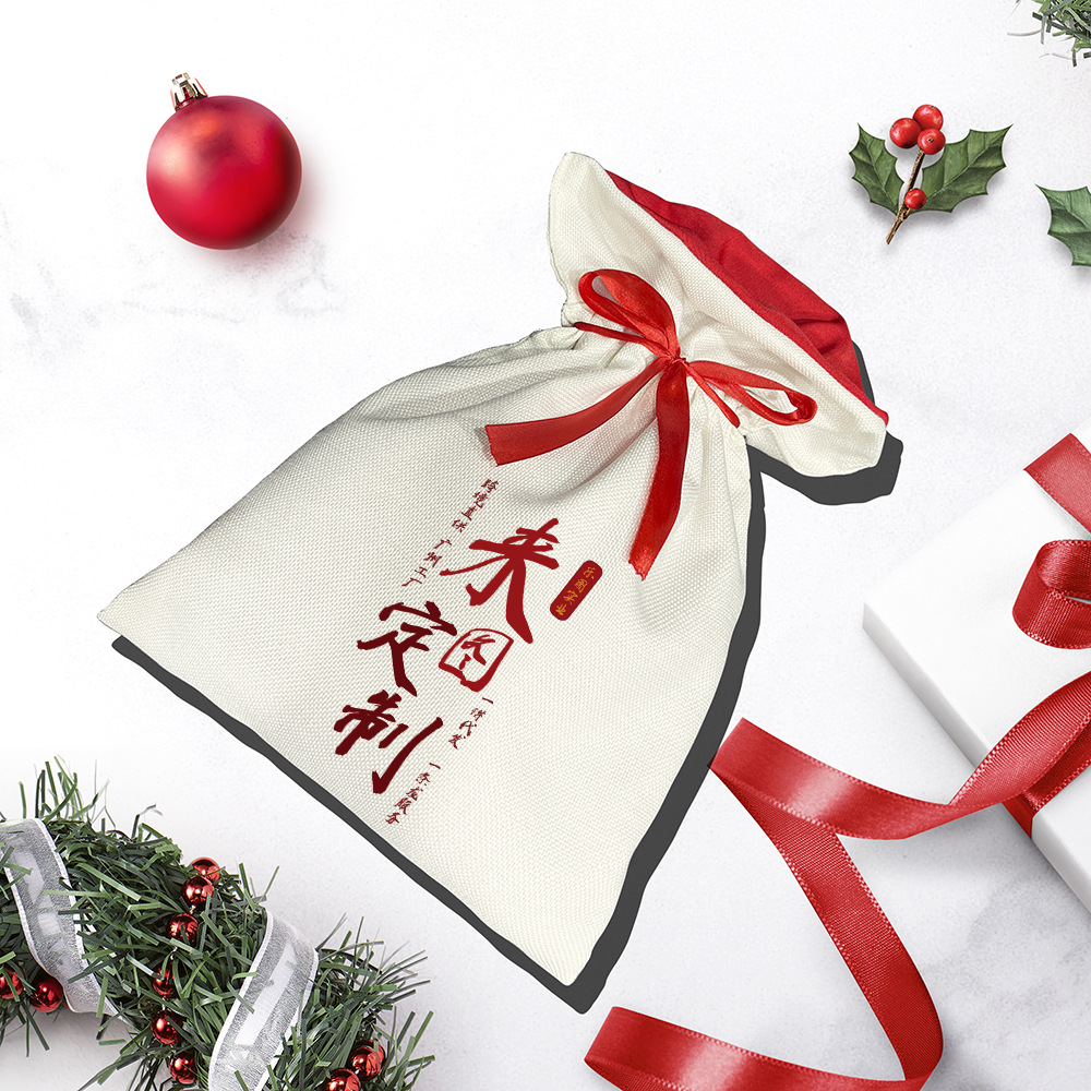 La imagen se puede fijar en la bolsa de regalo de color de cinta roja 300g de bolsa de algodón y lino, bolsa con cordón, bolsa de tela que se puede almacenar