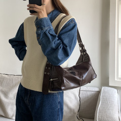 小眾設計2024春夏新款復古機車腋下包百搭單肩包甜酷辣妹腋下包女