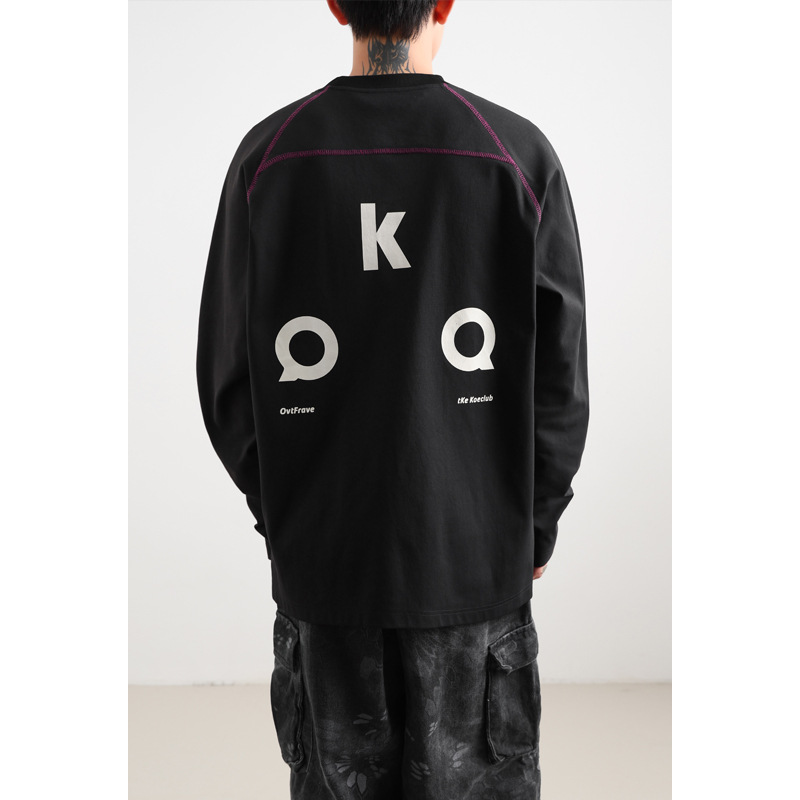Hasselblad Long-sleeve T-shi For Men And Teenagers, Casual Loose Spos Top, Autumn Letter-printed Round-neck Base_voghion.com