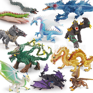 Flying Blue Dragon Solid Animal Model Toy Flying Dragon Mythical Warcraft Golden Red Dragon Battle Dragon Beast Simulation Model