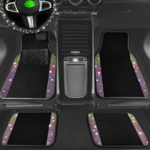 Cross-border Amazon minimalist car floor mats with crystal embellishments, made of durable and easy-to-clean crystal velvet, universal fit
