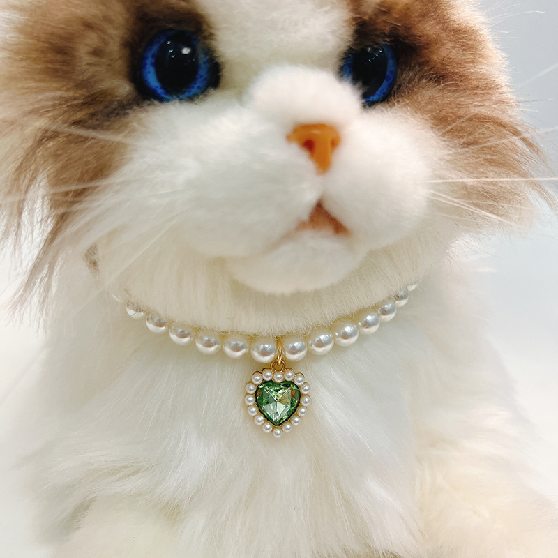 20g Weight Pet Collar Type Of Pet Supplies 1 Piece Quantity Casual, Daily Occasion Bright Pearl Material Heart Shape Pattern All Seasons Season Sweet Style Sweet Bright Pearl Heart Shape Pet Collar 6