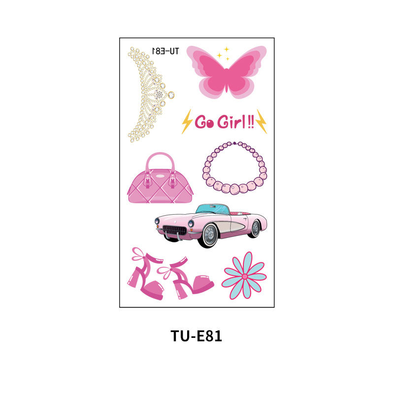 Suministro transfronterizo nueva chica retro tatuaje fiesta de cumpleaños tatuaje pegatinas niños Rosa lindo cara pegatinas temporal