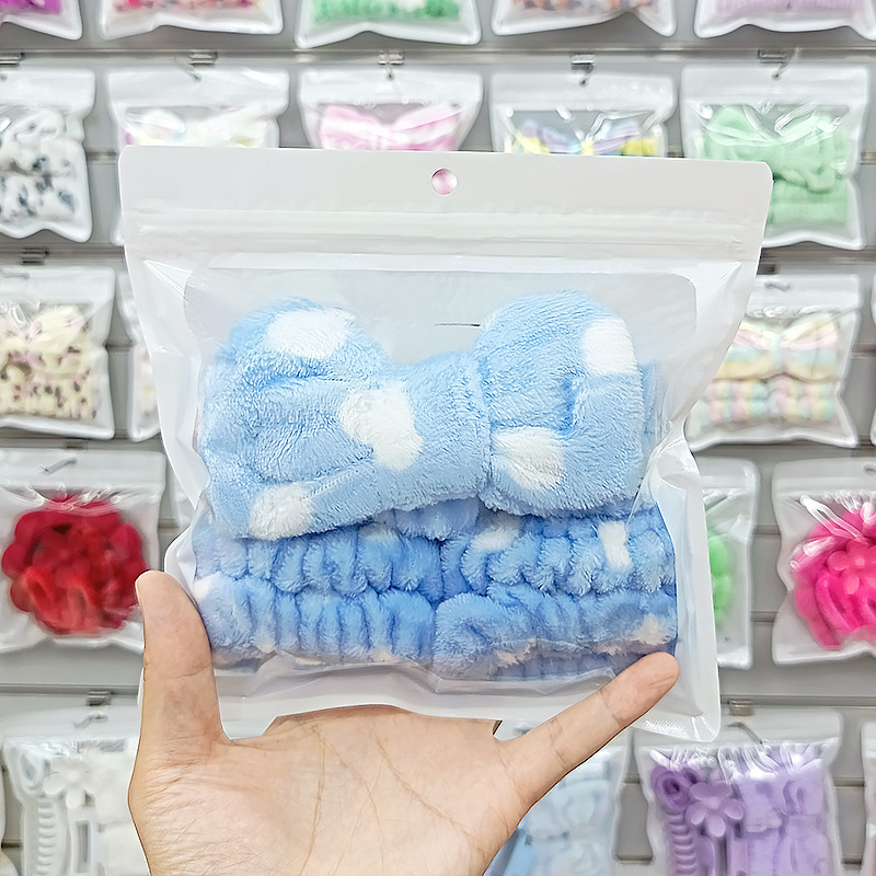 法兰绒洗漱发带条纹蝴蝶结束发带可爱波点女专用洗脸发箍发饰发圈|undefined