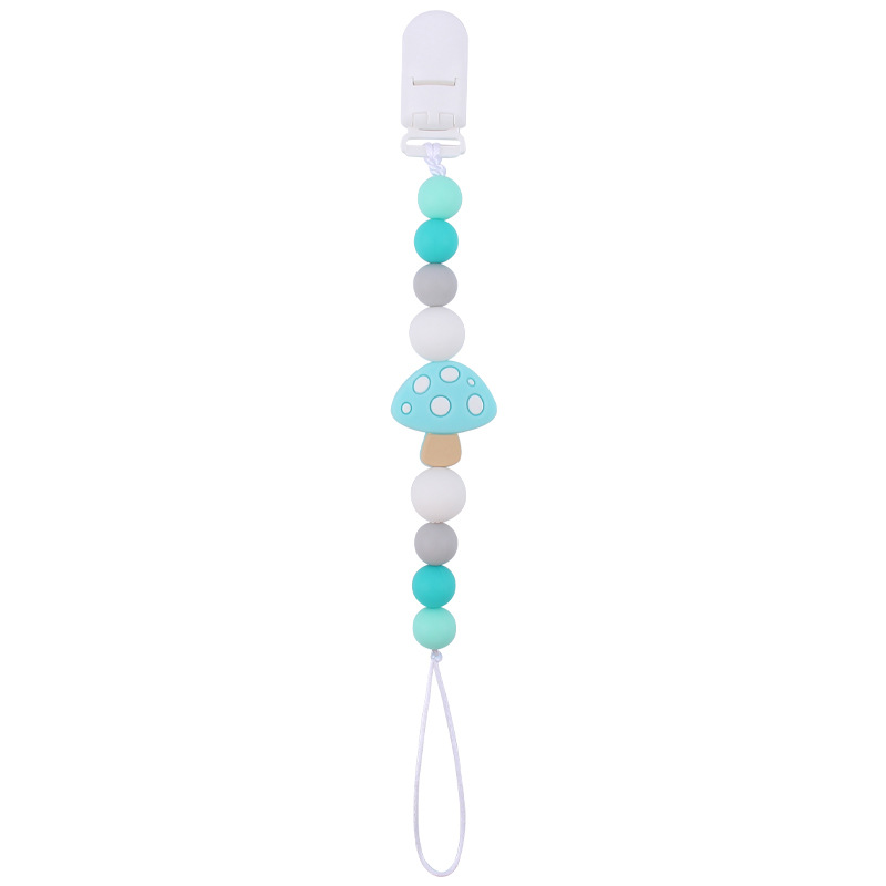 Nuevo bebé suministros dibujos animados seta mordedor creativo bebé lindo silicona mordedura chupete cadena anti-gota cadena