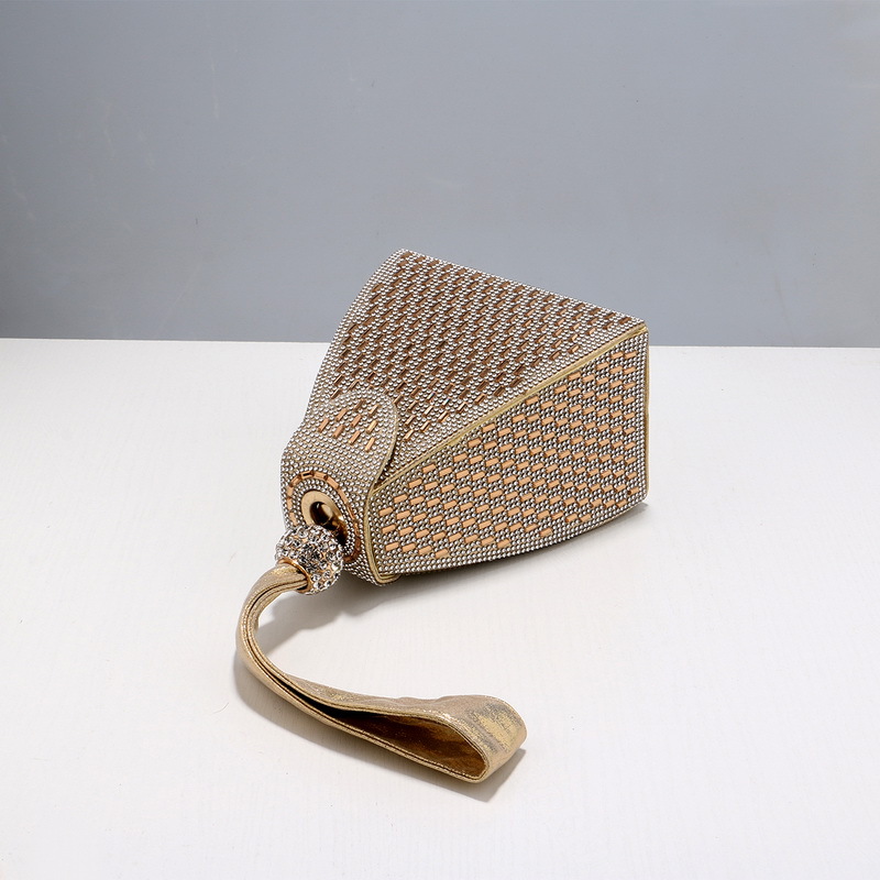 Pu Leather Material Solid Color Pattern Women'S Gender Black Gold Silver Pu Leather Solid Color Rhinestone Evening Bags