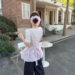 実写2025夏の新型韓国風百合甘美重ね着ベスト甘美減齢袖なし上着