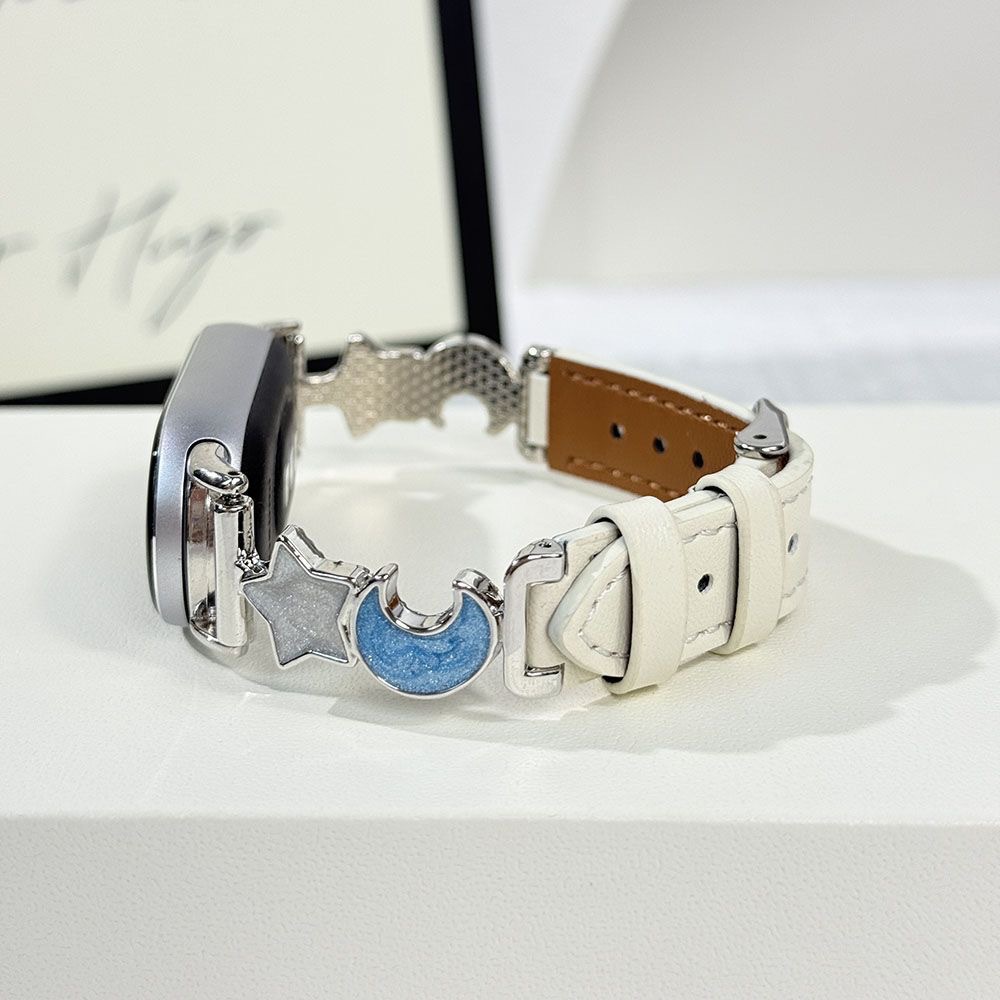 Suitable for Apple 1-S11 Generation Watch Strap with Star and Moon Style Thin Wrist Redmi Xiaomi 10/9/8Nfc Watch Leather Strap