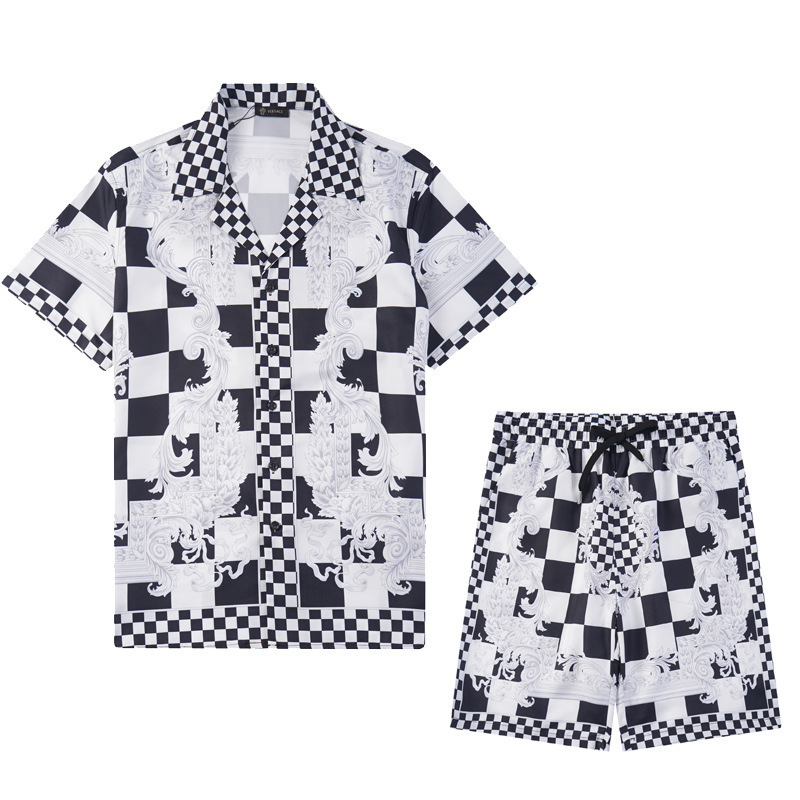 Transfronterizo de verano Amiri set clásico impresión de caju amiri camisa corta casual ropa deportiva para hombres y mujeres