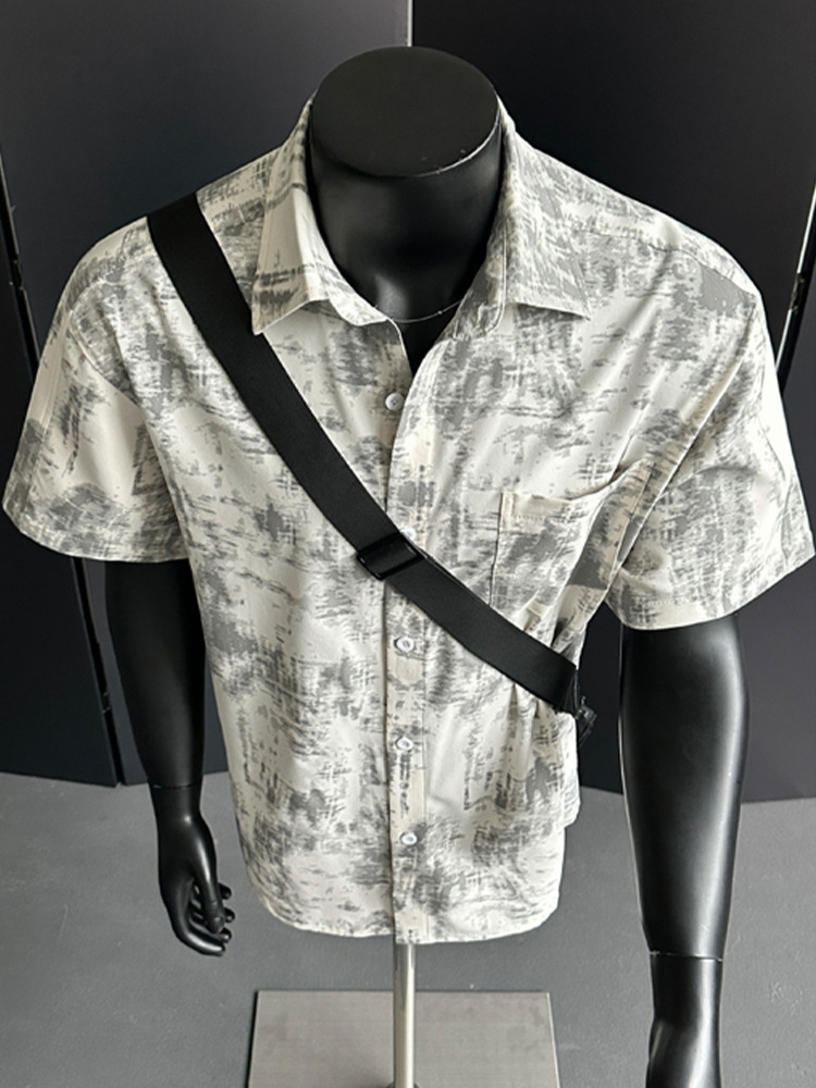 Oversized Kurzarmhemd Im Hong Kong Stil Mit Druck Für Den Sommer_voghion.com