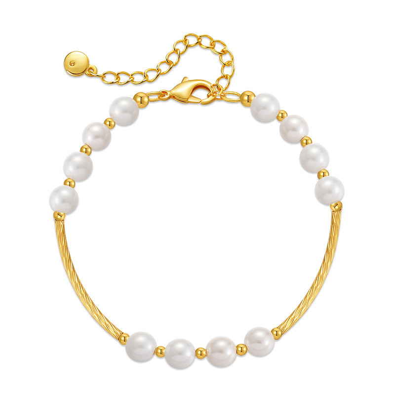 Copper design retro elegant bracelet pearl handmade