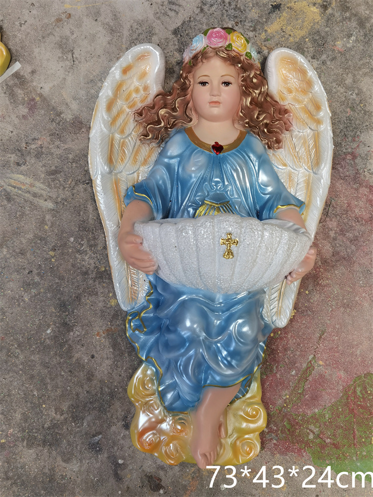 75cm ángel piscina de agua sagrada mira la figura de la resina de la casa sala de estar iglesia colgante 70 - 80