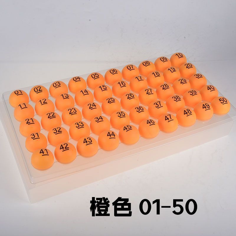 Table Tennis with Numbered Seamless Lottery Yellow Number Balls, 49 Colorful Fishing Picks