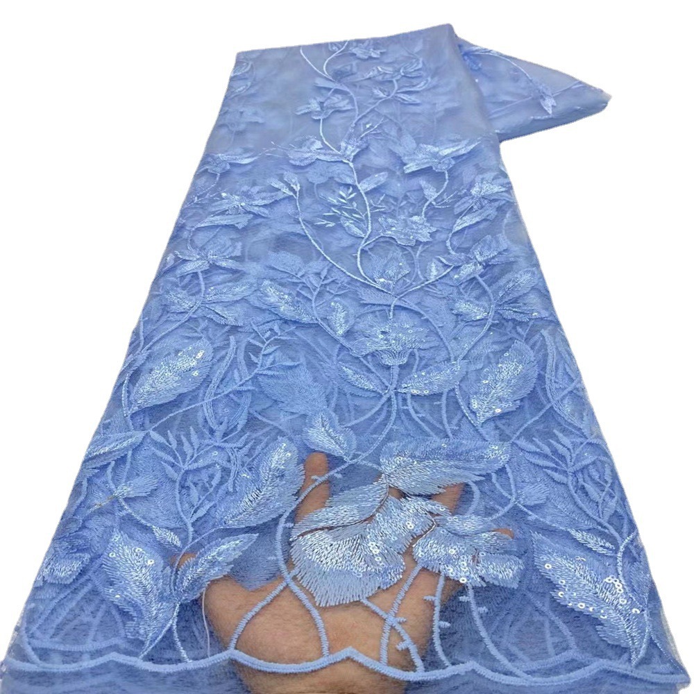 Color sólido lentejuelas bordado encaje tela lentejuelas encaje cheongsam vestido rendimiento ropa bordado tela JX2272