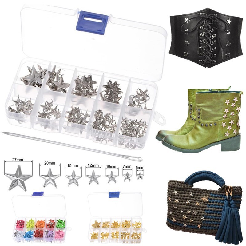 金属星星爪钉装饰铆钉五角星铆钉帽钉头带大眼针DIY 皮革服装包鞋
