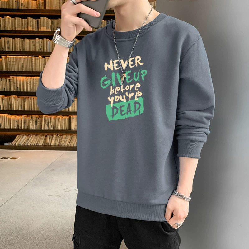 Новые осенние и весенние футболки с длинными рукавами, мужские толстовки, нижние рубашки, мужские пуловеры с круглым вырезом, мужские простые и универсальные мужские модели.