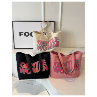 Thailand Gentlewoman large letters printing canvas bag 2024 new texture casual handbag shoulder bag