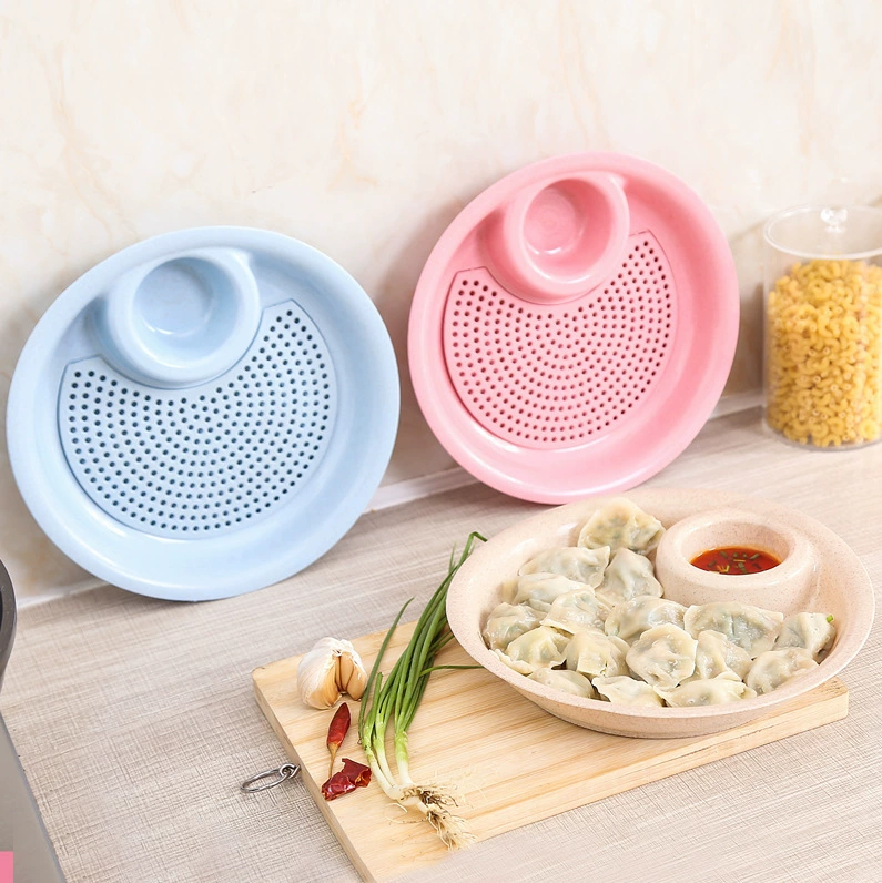 Home Dumpling Drive Double -Laying Plate with Vinegar Dumps for Dumplings Special Disk Creative Multifunctional Dumpling Dumpling Plastic