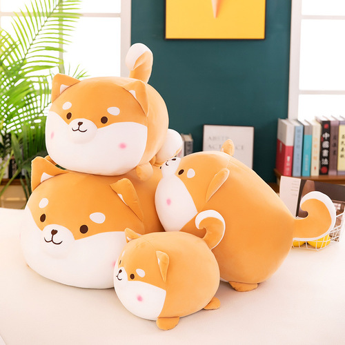 New down cotton soft plush toy spherical dog doll Shiba Inu press bed cloth doll press bed companion sleeping pillow