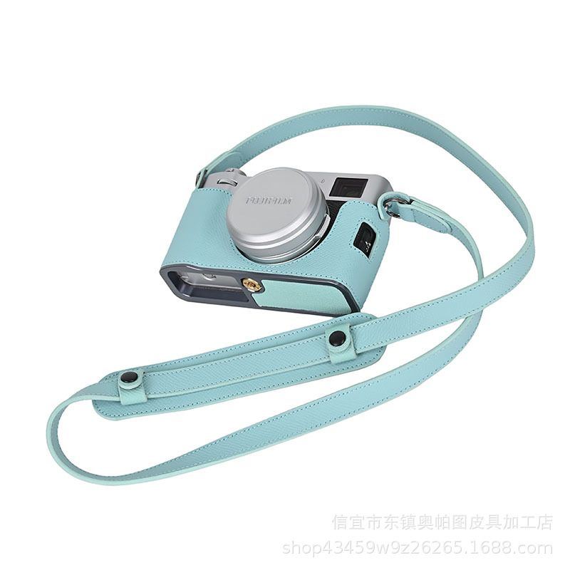 (2개) 후지 100VI [6 세대] 손바닥 인쇄 가죽 합금베이스 V306 어깨 끈 V501 렌즈 커버