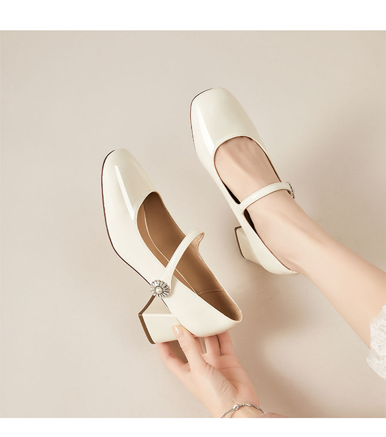 Giày cao gót Mary Jane nữ đế dày gót vuông 9 cm mùa hè 2025 kiểu Pháp — 4625101484 màu đỏ, 4625101484m màu chi tiết 7