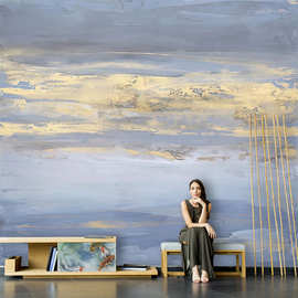 北欧壁布轻奢风电视背景墙壁纸抽象艺术手绘涂鸦卧室壁画沙发墙布