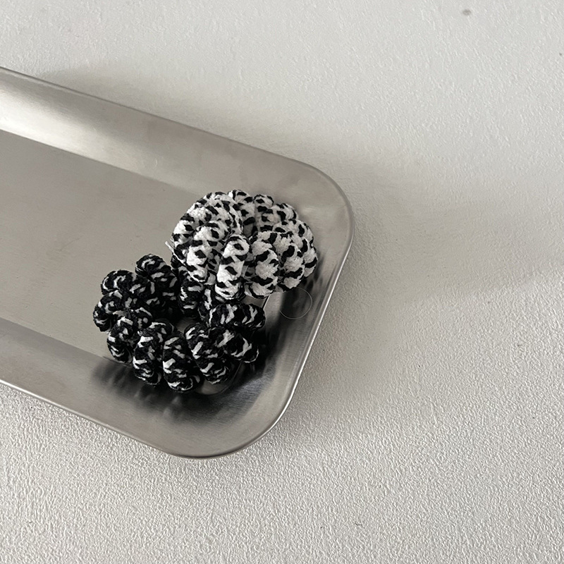 Anello per capelli con linea telefonica grande e spessa, corda per capelli con stampa leopardata, corda per capelli con punta ondulata in bianco e nero, tendine in gomma, accessori per capelli senza tracce_voghion.com